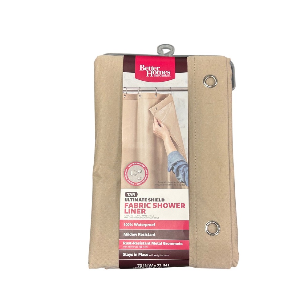 Better Homes and Gardens Ultimate Shield Fabric Shower Liner Tan 70x72 B845-007